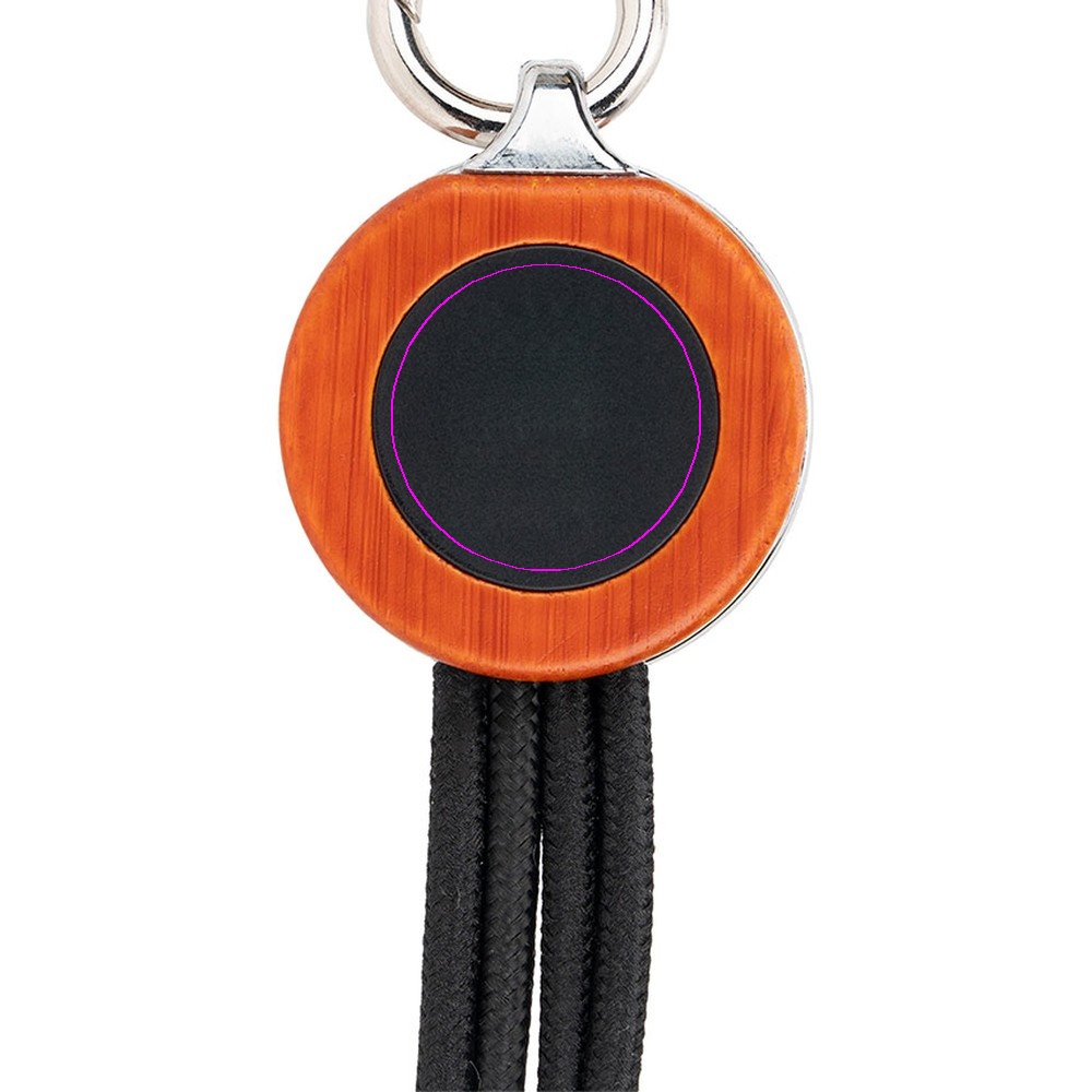 3-in-1 cable with elighted logo in a wooden casing